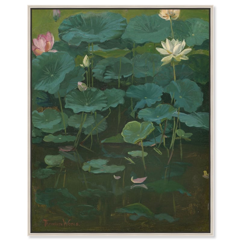 Theodore Wores Lotus Canvas by Art Remedy - Silver - 20" x 24"