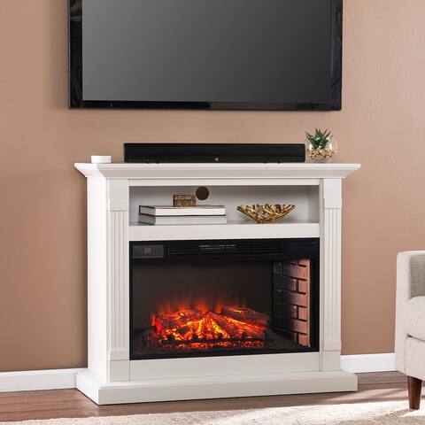 SEI Furniture Wexford Gray Wood Widescreen Electric Fireplace