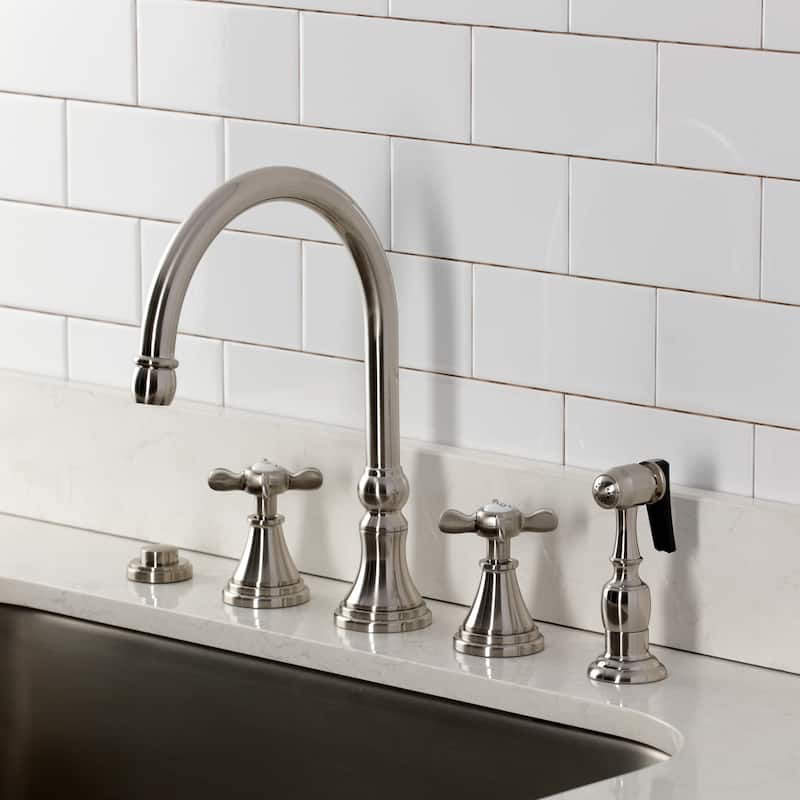 Kingston Brass Essex Double-Handle Wall-Mount Pre-Rinse Bridge Kitchen Faucet