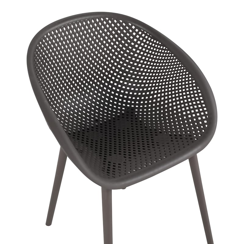 BNK Modern All-Weather PP Plastic Armchair With Mesh Hollow-Out, Indoor/Outdoor (Set of 2)