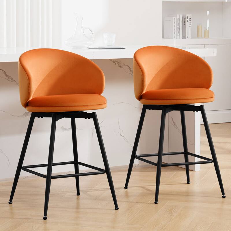 26"/30" Velvet Upholstered Swivel Counter/Bar Stools Set of 2/3