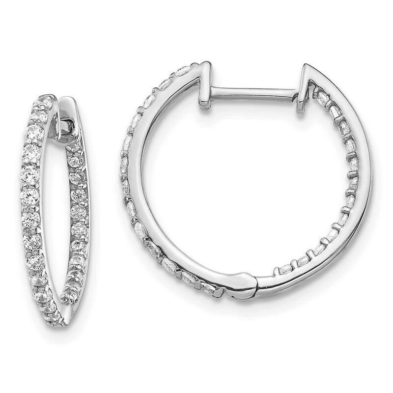 Curata 14k White Gold Diamond Hoop Earrings - 17x18mm Wide 2mm Thick
