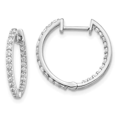 Curata 14k White Gold Diamond Hoop Earrings - 17x18mm Wide 2mm Thick