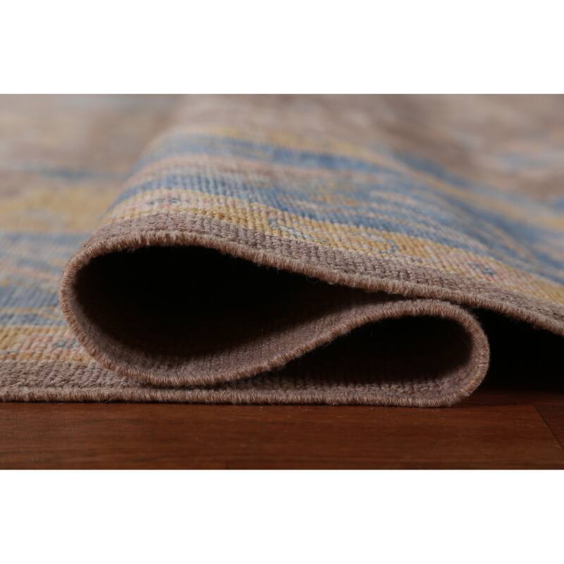 Hand Knotted Oriental 100% Wool Carpet Transitional All-Over Brown Oushak Area Rug - 12' 4'' X 9' 5''