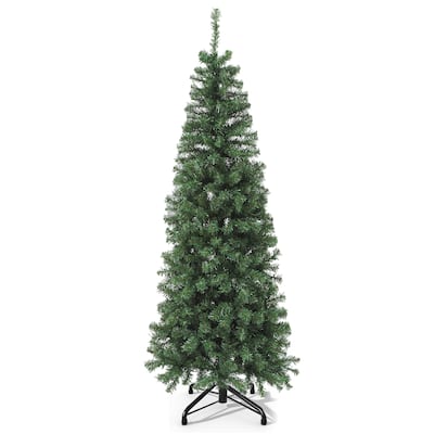Moasis 6 ft Pre-Lit Artificial Christmas Tree, Slim Pencil-shaped Fraser Fir Christmas Tree for Compact Apartment
