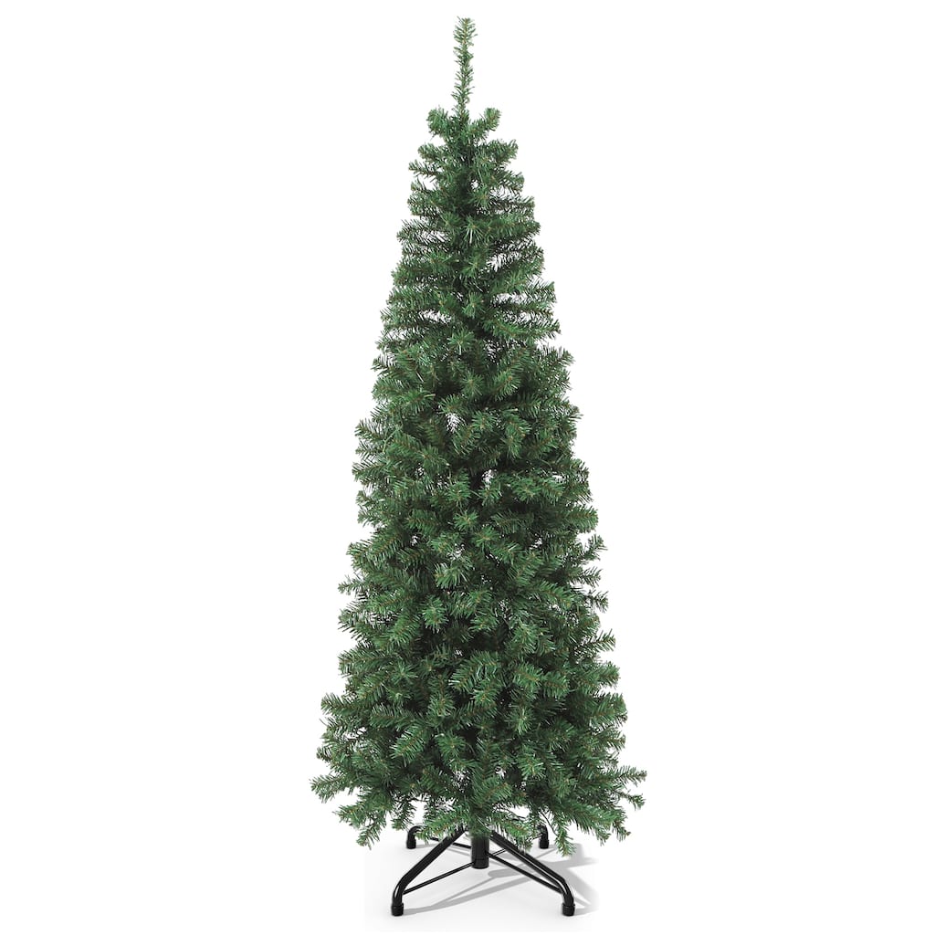 Moasis 6 ft Pre-Lit Artificial Christmas Tree, Slim Pencil-shaped Fraser Fir Christmas Tree for Compact Apartment