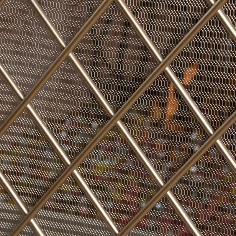 Roomfitters Modern Geometric Fireplace Screen, Single-Panel Design with Stylish Circle Patterns and Durable Mesh