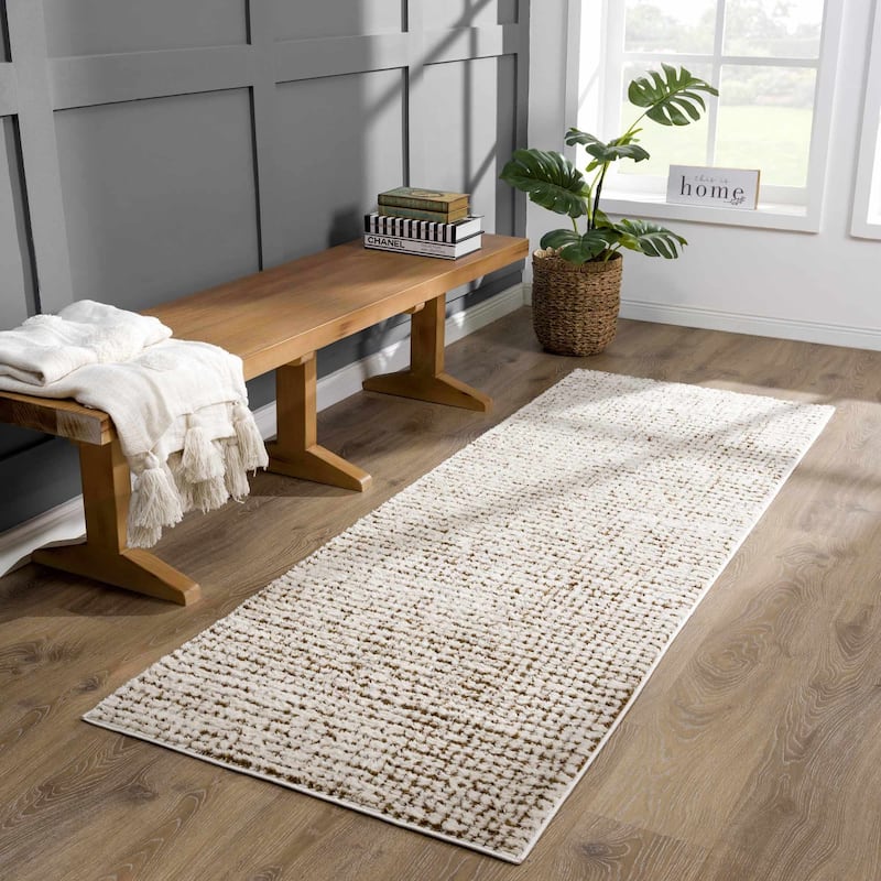 Hauteloom Keita Hallway, Kitchen Runner Rug - High Pile - Bone - 2'8" x 7'3" - 2'8" x 7'3" - Bone / Keita