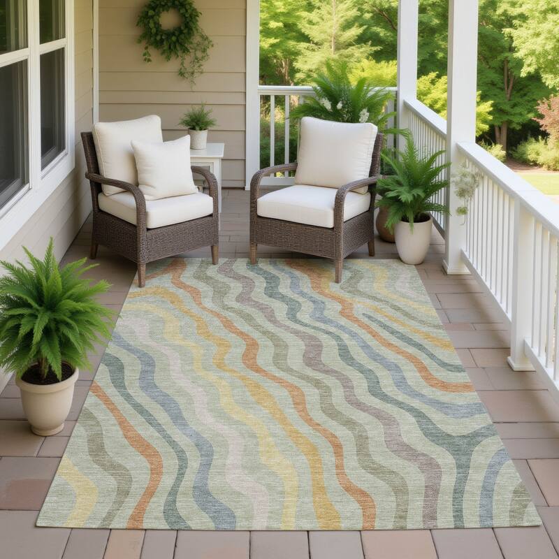 Machine Washable Indoor/ Outdoor Modern Eureka Chantille Rug