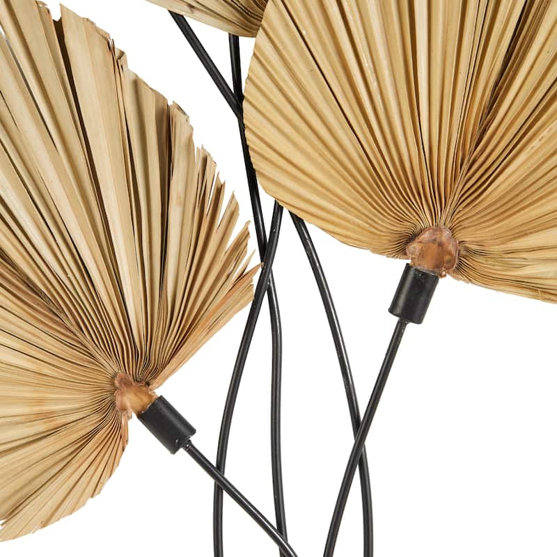 Metal Leaf Layered Home Wall Decor with Palm Leave Accents - Brown - Roche River Decor
