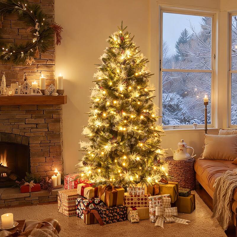 Costway 5/6/7 FT Artificial Christmas Tree with 602/806/1072 Branch - Green - See Details