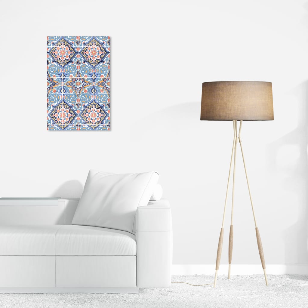 Wynwood Studio Abstract Subtle Floral Wings Blue and Pastel Orange Modern & Contemporary Wall Art Canvas Print