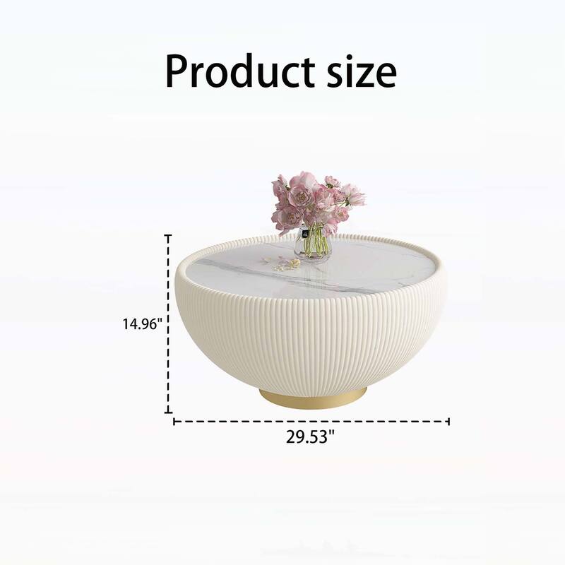Modern Round Table with Metal Base,Durable for Home Decor