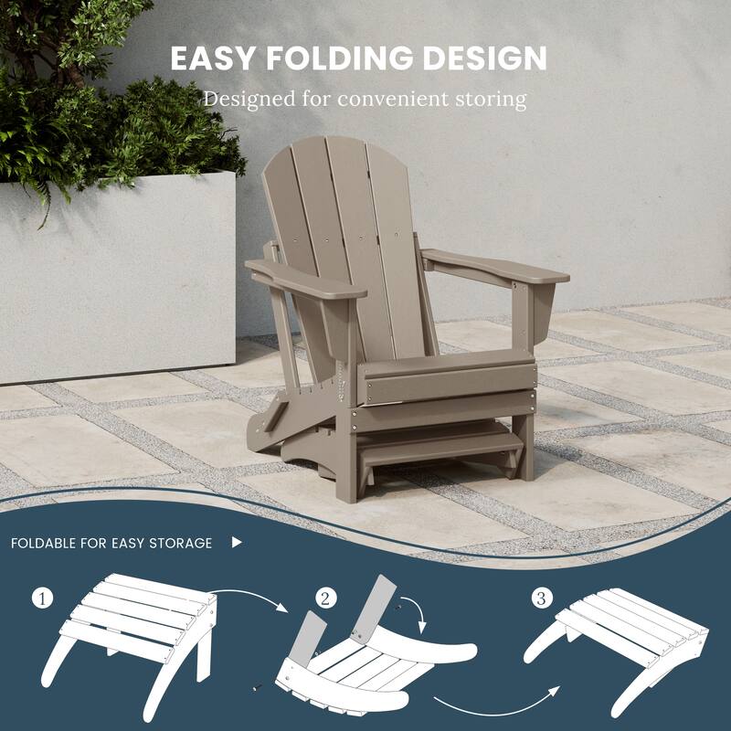 Polytrends Laguna Hdpe All Weather Outdoor Patio Foldable Ottoman