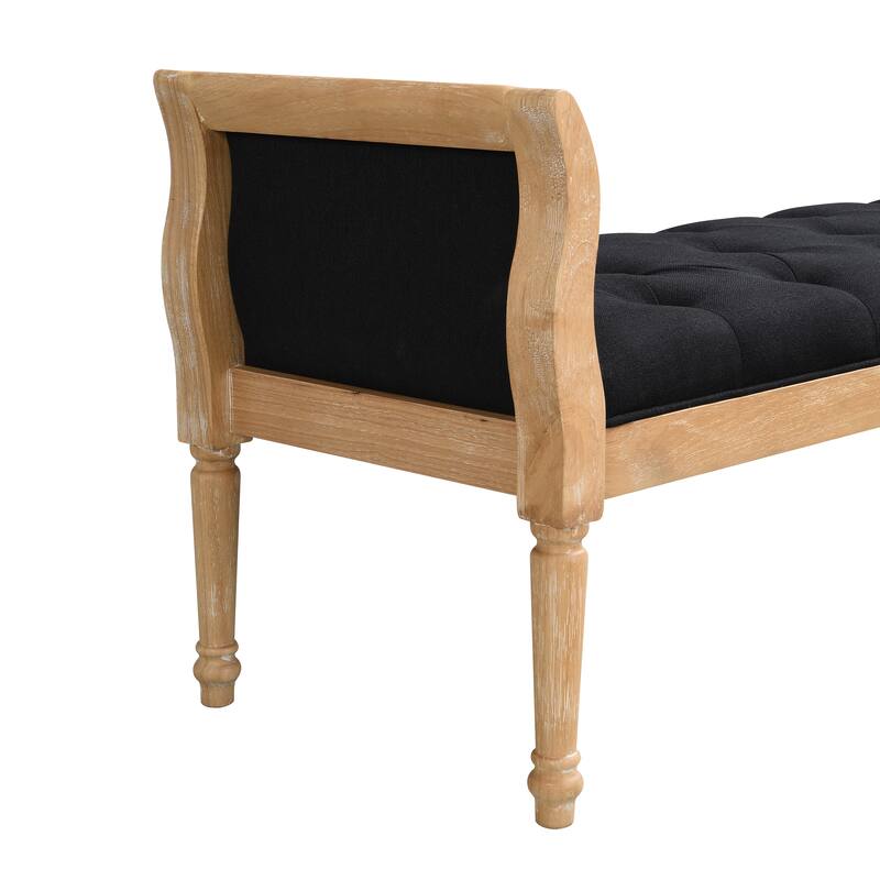 Christopher Knight Home - Valen Classic Tufted Upholstered Bench with Curved Arms and Solid Wood Frame
