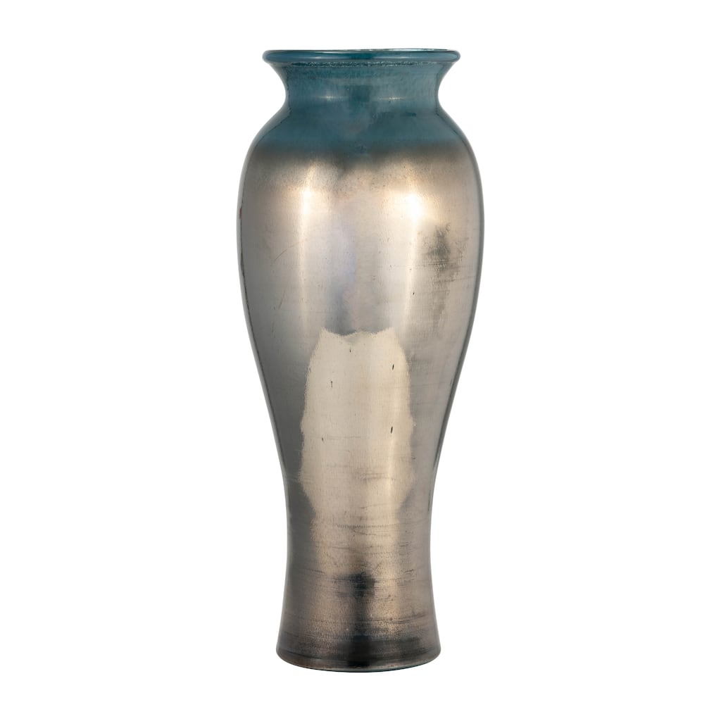 Sagebrook Home Handcrafted Glass Vase - Sleek Decorative Accent for Modern and Glam Styles