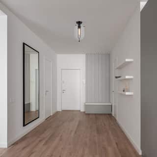 Skylar 10 in. Matte Black Transitional Semi-Flush Mount with Clear Glass Shade for Hallways