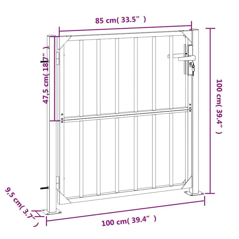 vidaXL Garden Gate Locking Fence Entrance Barrier Patio Lawn Stainless Steel