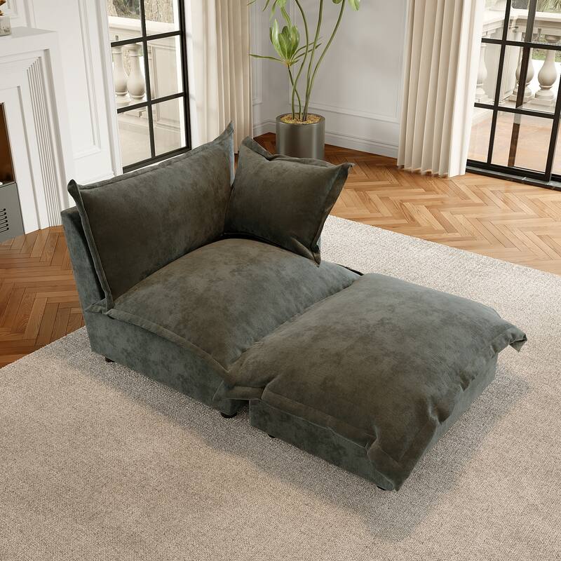 Modern Cloud Chaise Longue Accent Chair with Ottoman set