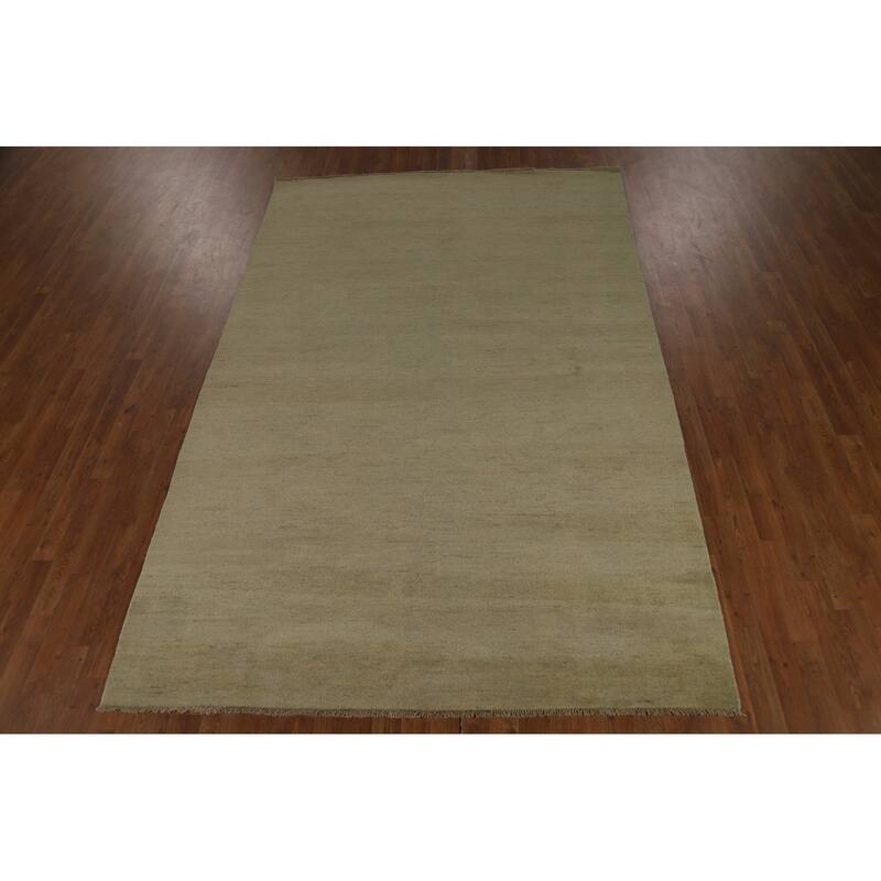 Sage Green Gabbeh Modern Area Rug Handmade Wool Carpet - 6'3" x 9'9"
