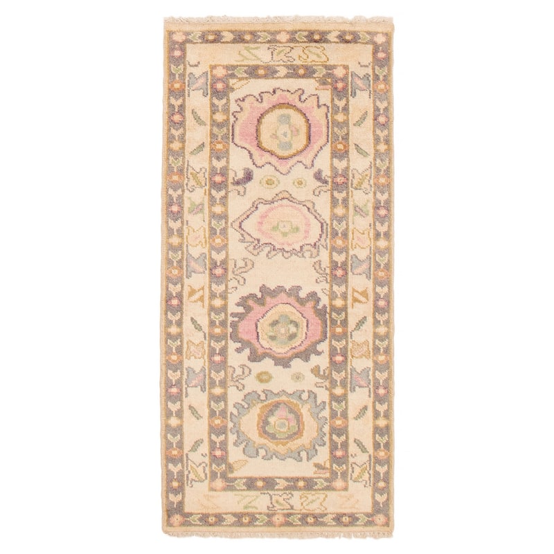 ECARPETGALLERY Hand-knotted Modern Oushak Ivory Wool Rug - 2'5 x 5'9 - Ivory - 2'5 x 5'9