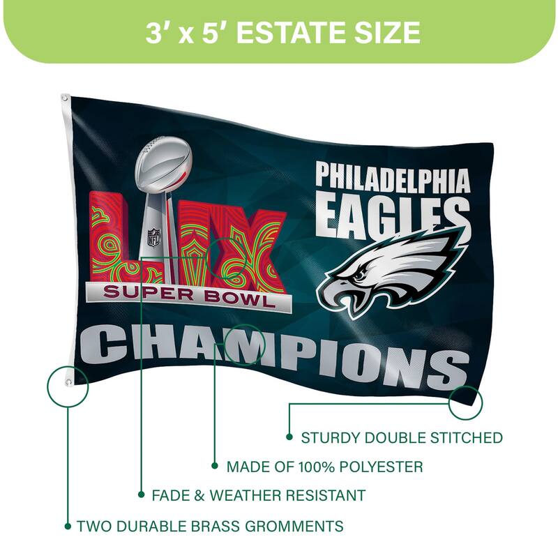 Philadelphia Eagles Single Sided Flag w/ 2 Grommets, 3'x5'