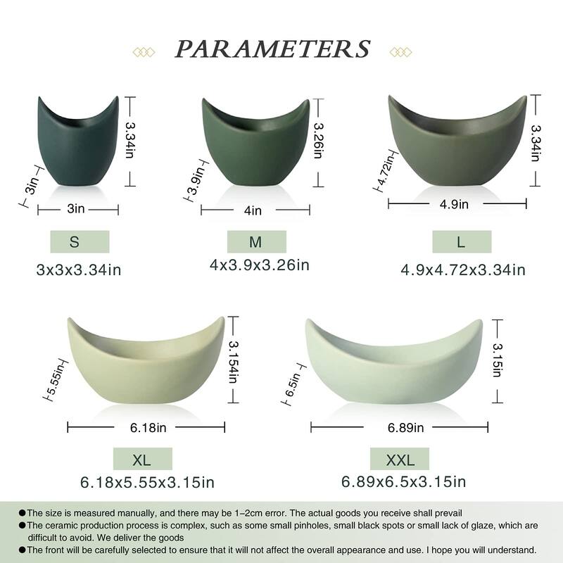 Salad Bowls, 5 Packs Serving Bowls,Lotus Shaped Pasta Bowls, Dishwasher & Microwave Safe, Unique Angled Ceramic Bowls for