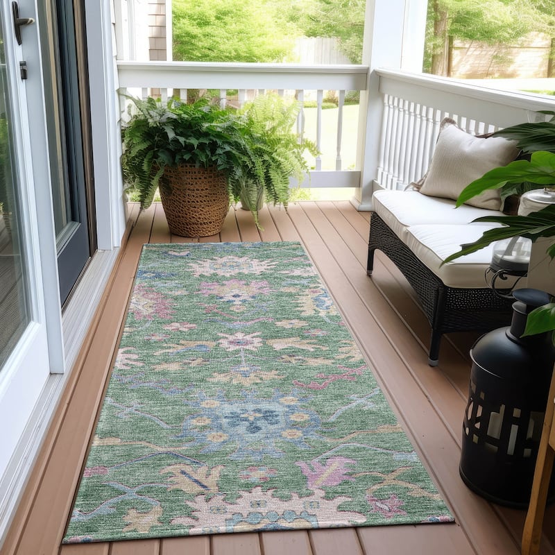 Machine Washable Indoor/ Outdoor Causal Traditional Chantille Rug
