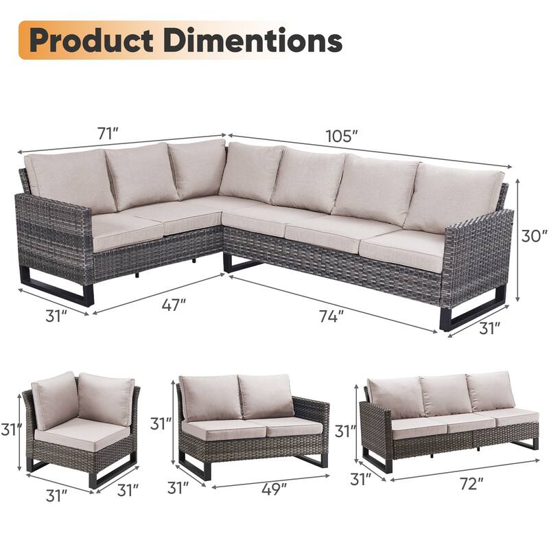 Fire Pit Table with Outdoor Sectional Sofa Ottoman Set