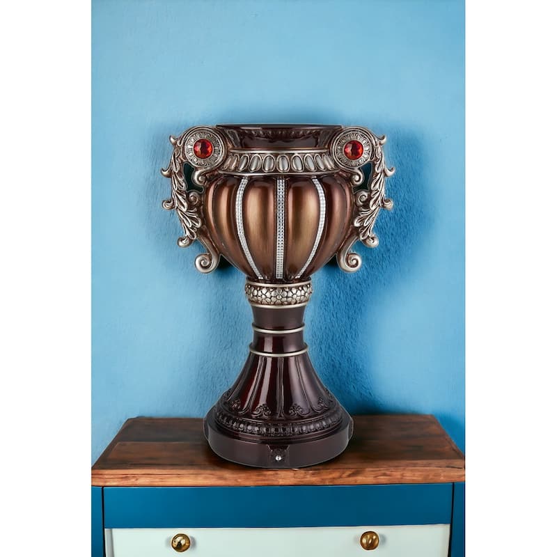 18" Brown Bronze and Silver Polyresin Urn Vase - 8.50