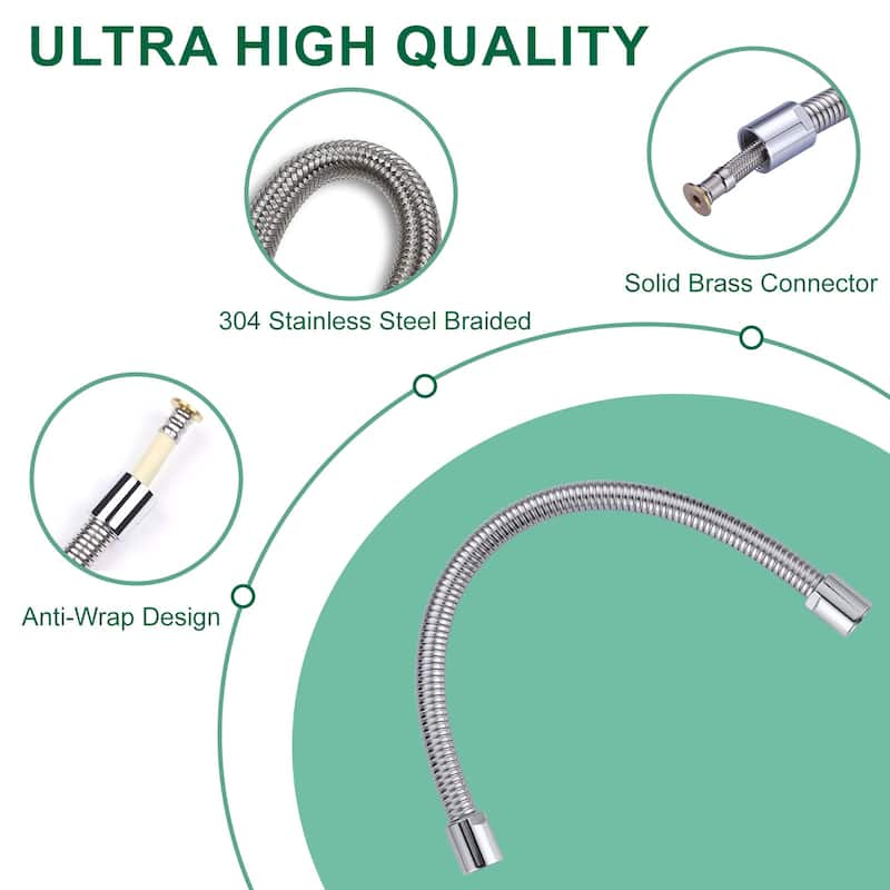 WOWOW Pre-Rinse Stainless Steel Hose for Commercial Sink Faucet