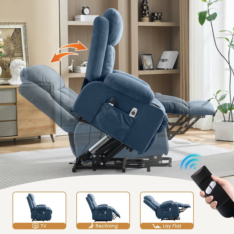 Power Lift Recliner Chair with Heat & Massage, USB Port & Remote Control for Elderly & Living Room