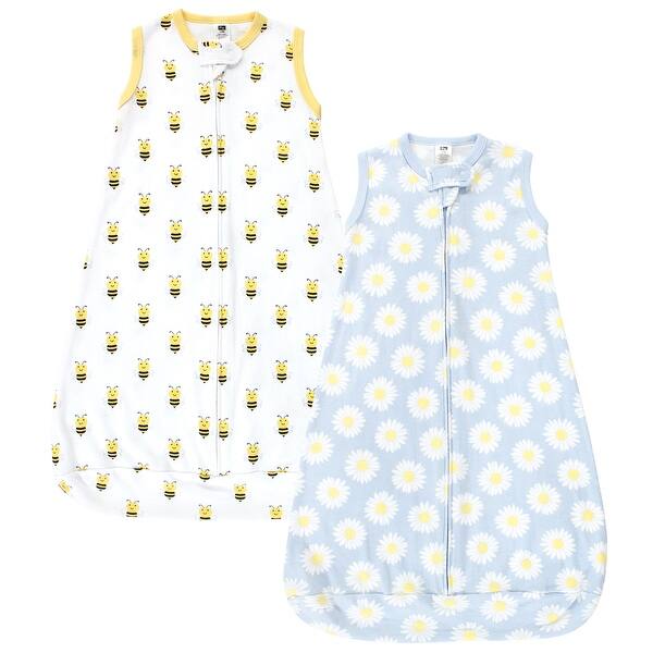 slide 1 of 1, Hudson Baby Infant Girl Cotton Long-Sleeve Wearable Sleeping Bag, Sack, Blanket, Daisy Bee Sleeveless 0-3 Months - Daisy Bee Sleeveless
