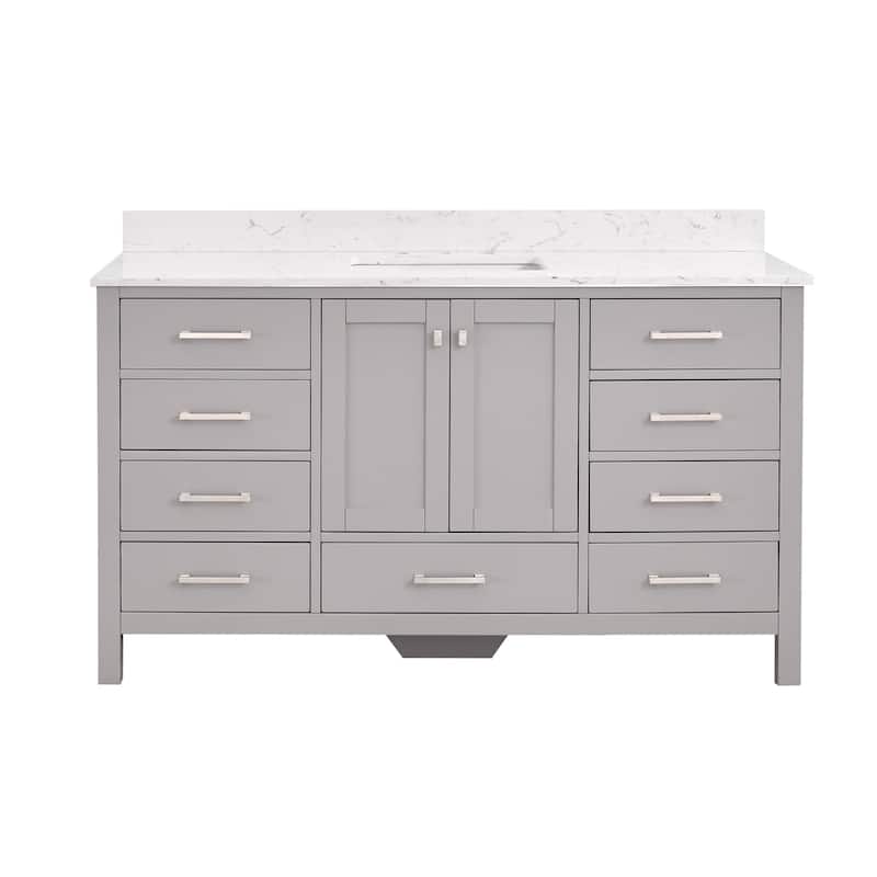 StarrySky 60 inch Undermount Single Sink Bathroom Vanity with Engineered Carrara Marble Top