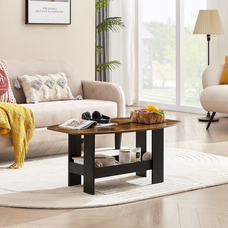Javlergo Simple Coffee Table with Storage Shelf for Living Room