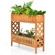 preview thumbnail 1 of 8, Gymax 2-Tier Raised Garden Bed Elevated Wood Planter Box for Vegetable - 37.5'' x 12.5'' x 35.5'' Brown - 37.5'' x 12.5'' x 35.5''