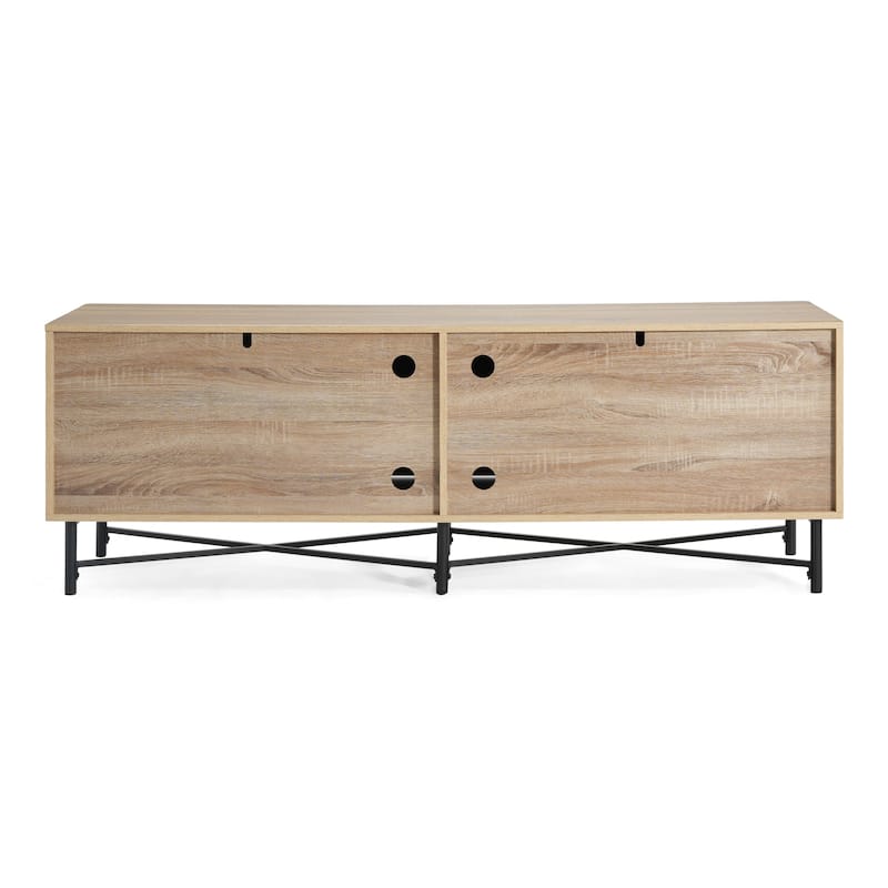 Functional 4-Door TV Cabinet - 2 Storage Spaces, Adjustable Shelves