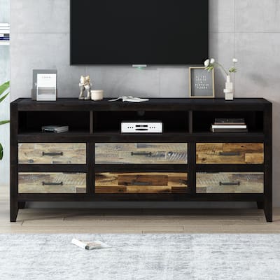 TV Stand for TVs Up to 65 Inches, Solid Wood Media Console Table with Storage
