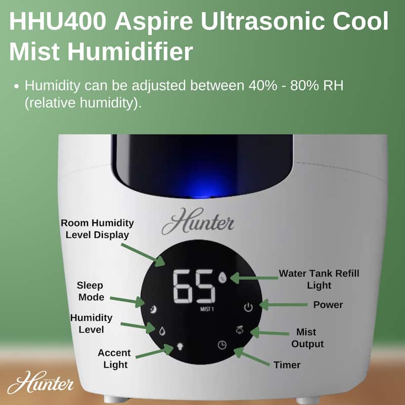 Hunter HHU400 Aspire Ultrasonic Cool Mist Humidifier