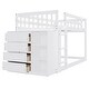preview thumbnail 11 of 15, Twin Over Twin Wood Floor Bunk Bed with 4 Drawers and 3 Shelves, White