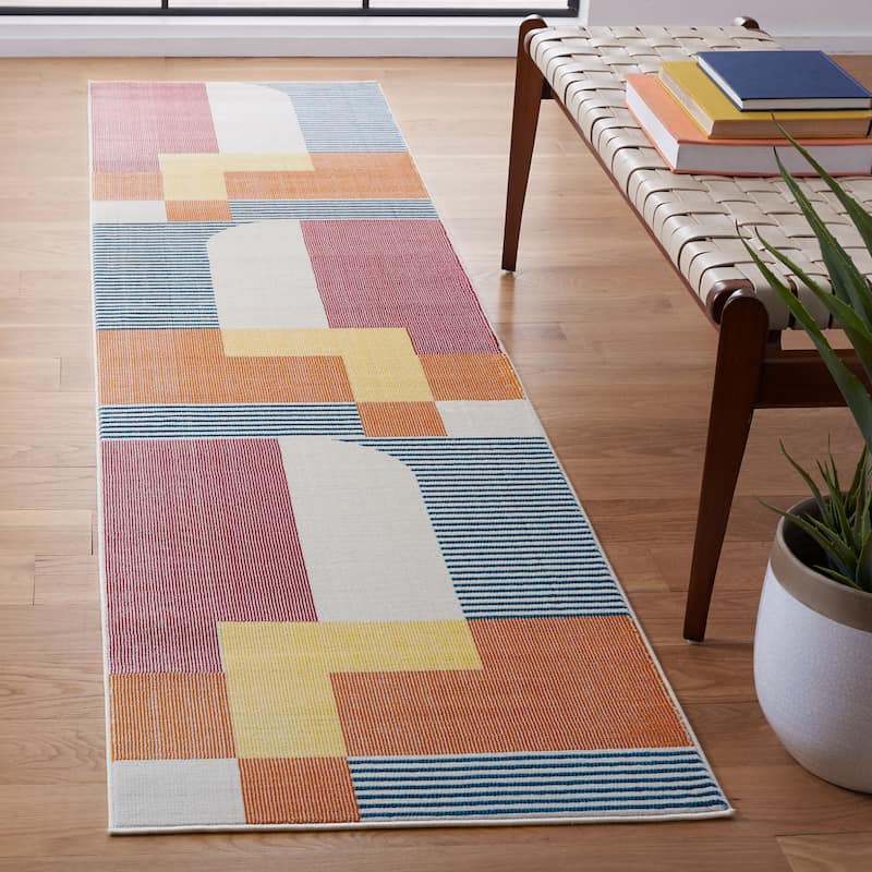 SAFAVIEH Orwell Leala Mid-Century Modern Rug - 2'2" x 8' Runner - Rust/Yellow