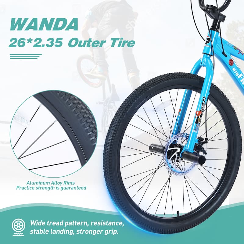 Freestyle Kids Bike Double Disc Brakes 26 Inch Children's Bicycle for Boys Girls Age 12+ Years