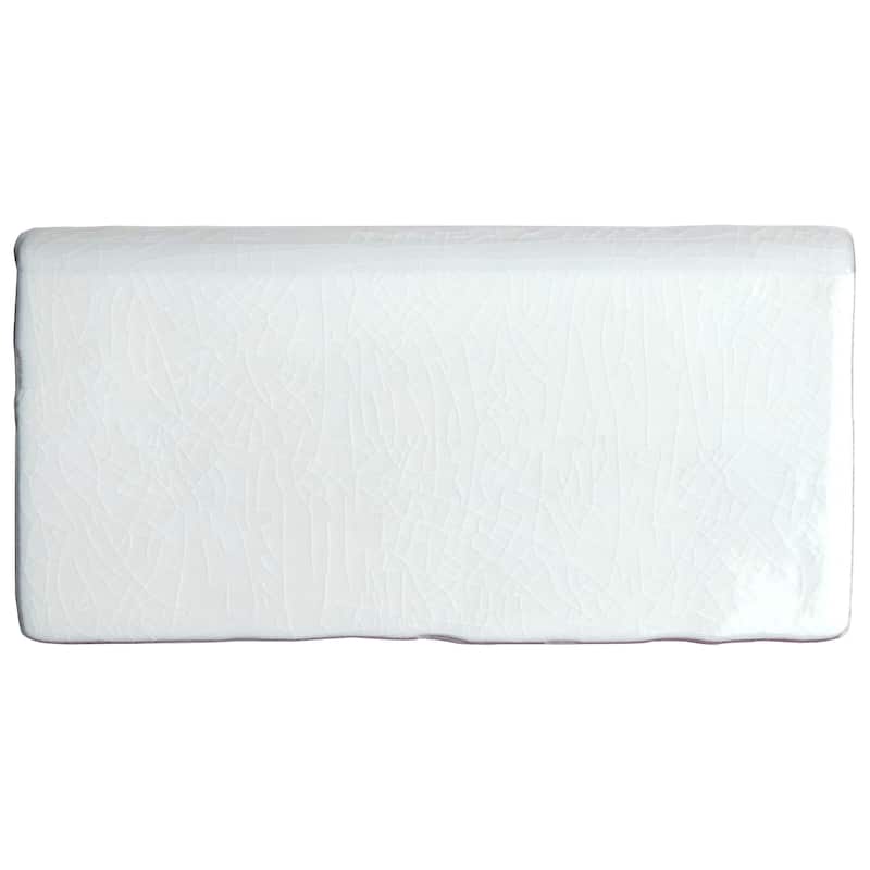 Merola Tile Antic Craquelle Bullnose Gris Claro 3" x 6" Ceramic Wall Trim - (1 Tile) - (1 Tile)