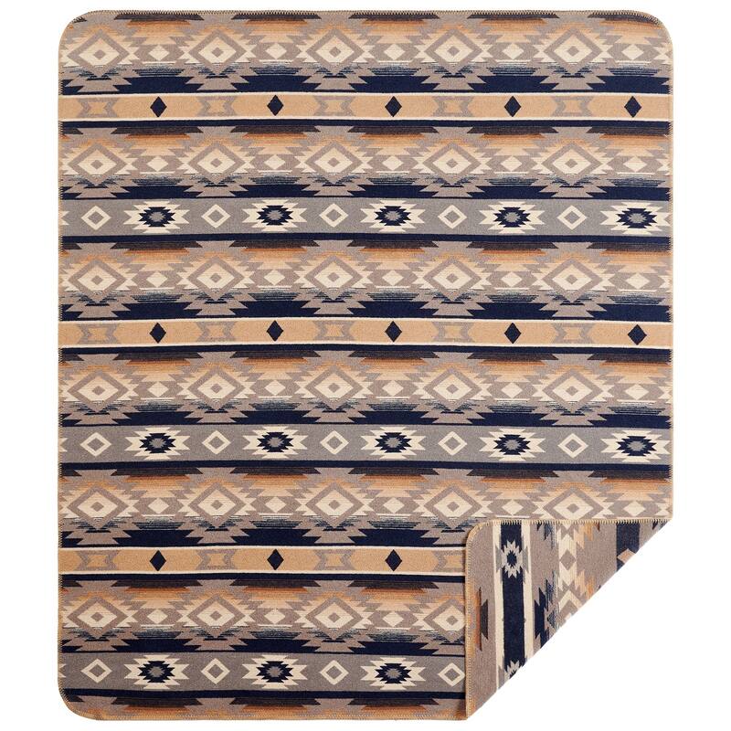 Paseo Road by HiEnd Accents Taos Wool Blend Southwestern Aztec Blanket Set, 3PC