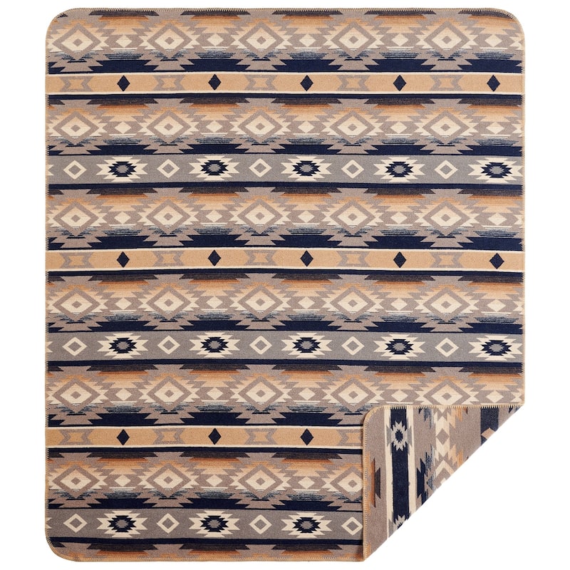 Paseo Road by HiEnd Accents Taos Wool Blend Southwestern Aztec Throw Blanket,1PC