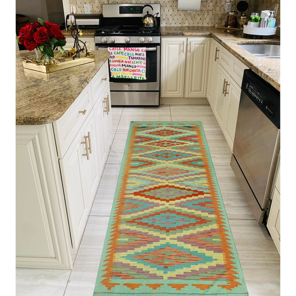 Sangat Flatweave Aemini Red/Orange Runner - 2'9" x 7'10"
