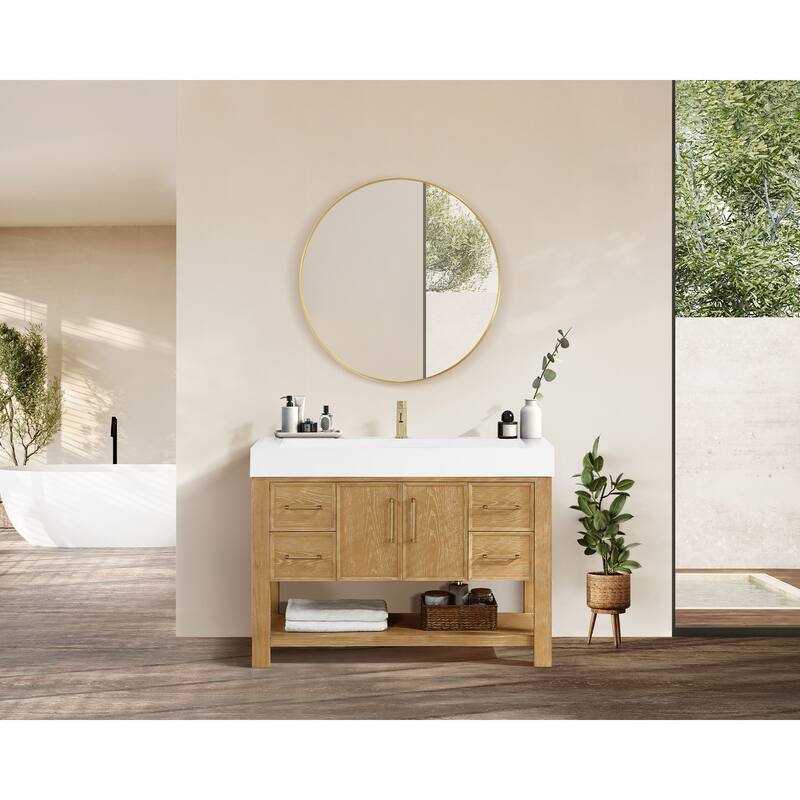 Vera Bath Vanity with Integrated Stone Sink Top and Mirror