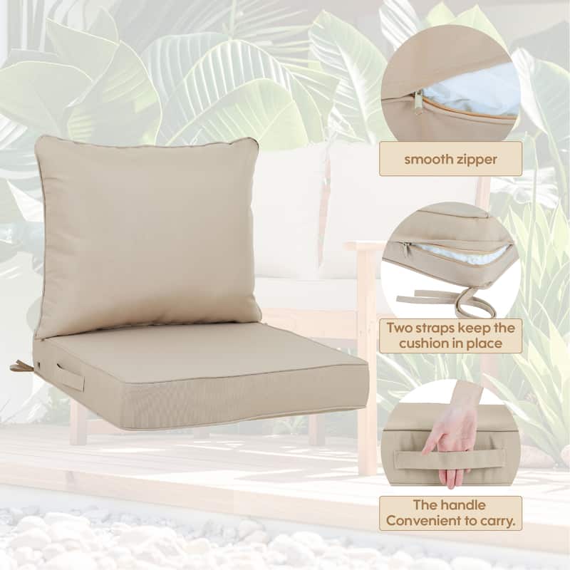 GDFStudio Marie Outdoor 24x24 Inch Seat Cushion Set with Removable Covers (set of 2) - 24" x 24"