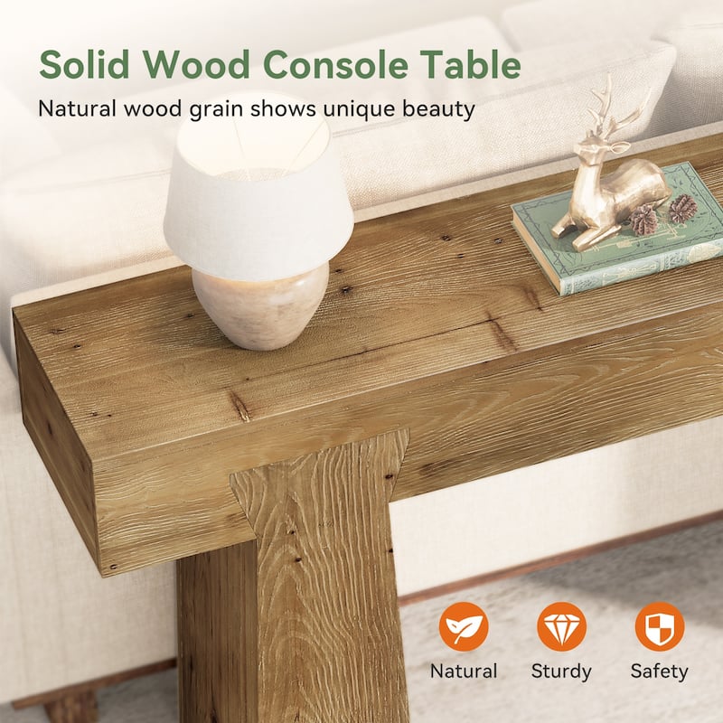 Solid Wood Entryway Console Table, Sofa Behind Table, Living Room Hallway Foyer Accent Table