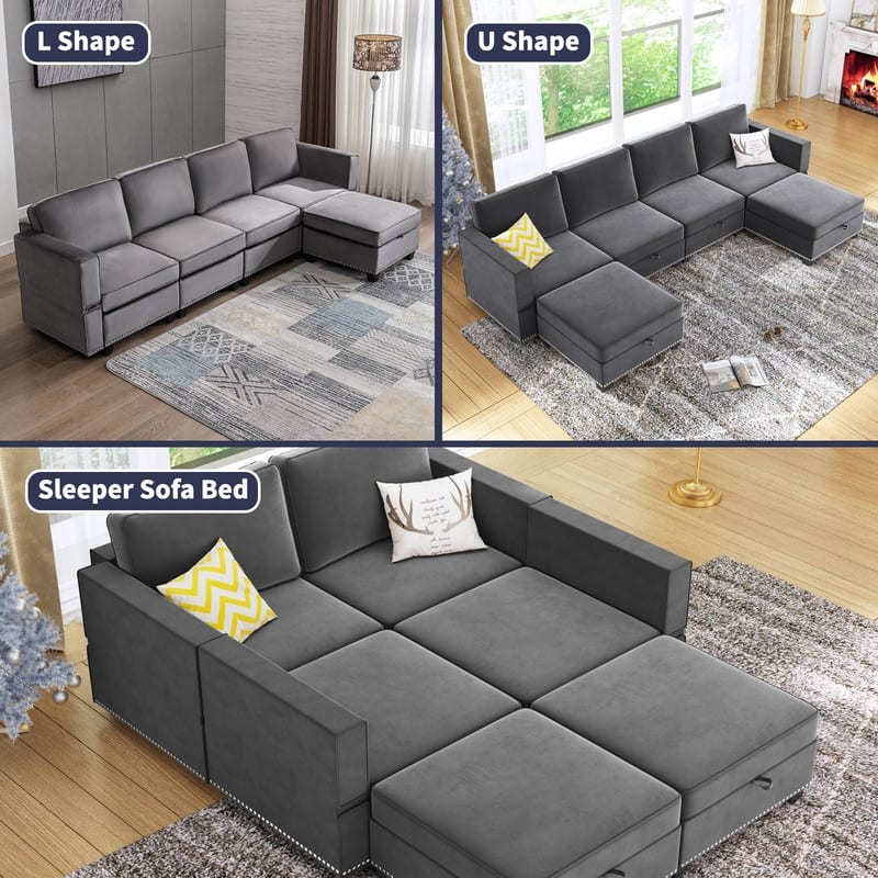Mixoy 6-Seater Transferable Position Free Combination Sectional Sofa with Storage